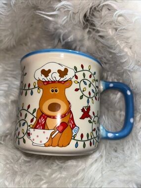 Temptations Whimsical Christmas Reindeer Mugs By Tara Cardinal & Lights 16 oz
